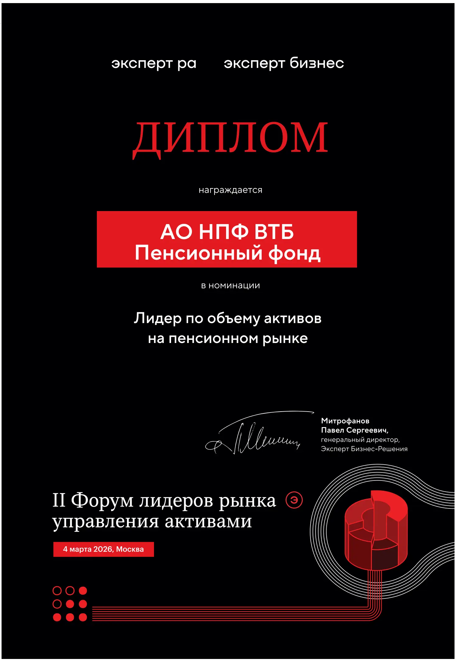 НПФ ВТБ Диплом Форум Лидеров 2026